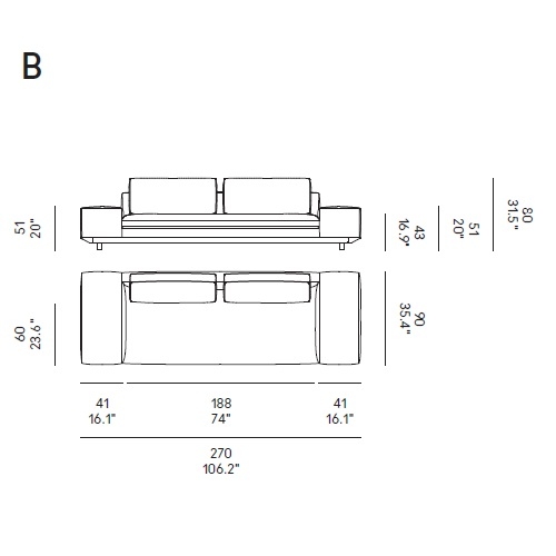 Miles_ B_ 270 x 90 x H 80 cm