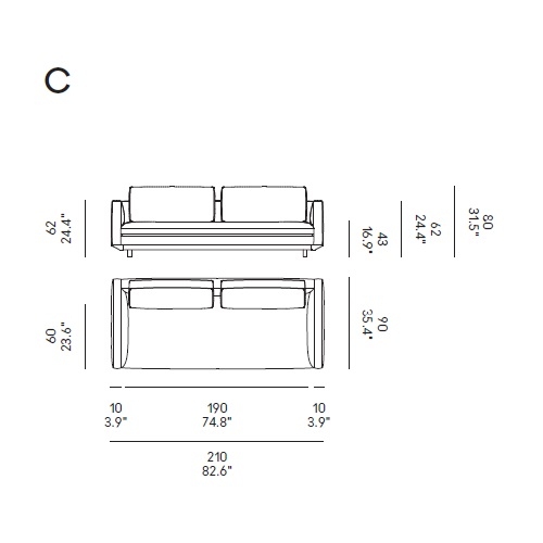 Miles_ C_ 210 x 90 x H 80 cm