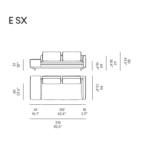 Miles_ E SX_ 210 x 90 x H 80 cm