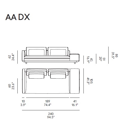 Miles_ AA DX_ 240 x 105 x H 80 cm