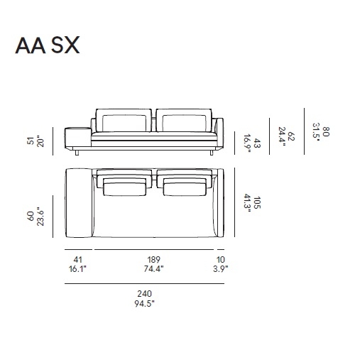 Miles_ AA SX_ 240 x 105 x H 80 cm