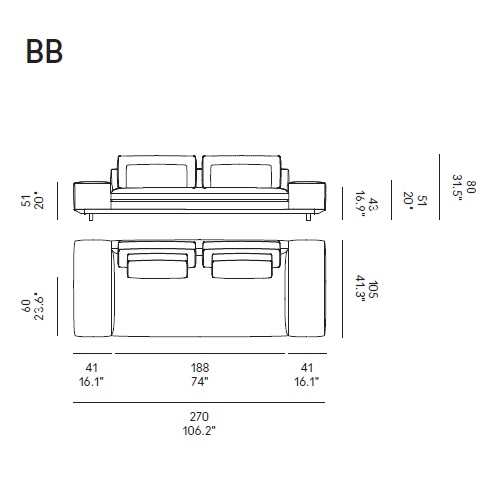 Miles_BB_ 270 x 105 x H 80 cm