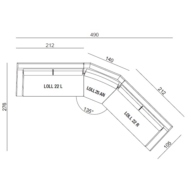 Loll 10_ 490 x 276 x H 78 cm