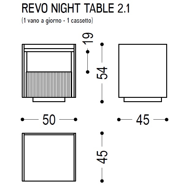 Revo 2.1_ 50 x 45 x H 54 cm (1 open compartment - 1 drawer)