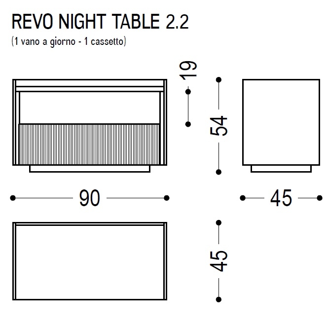 Revo 2.2_ 90 x 45 x H 54 cm (1 open compartment - 1 drawer)