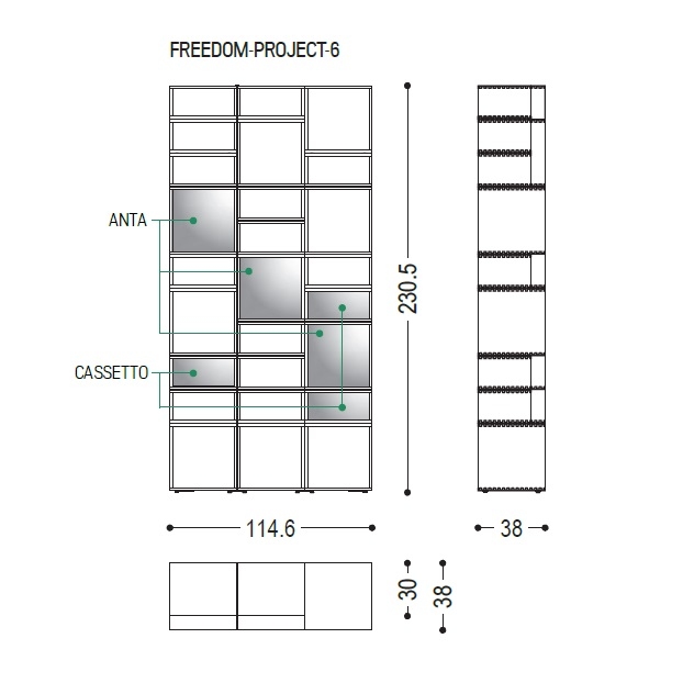FREEDOM-PROJECT-6_ 114.6 x 30/38 x H 230.5 cm