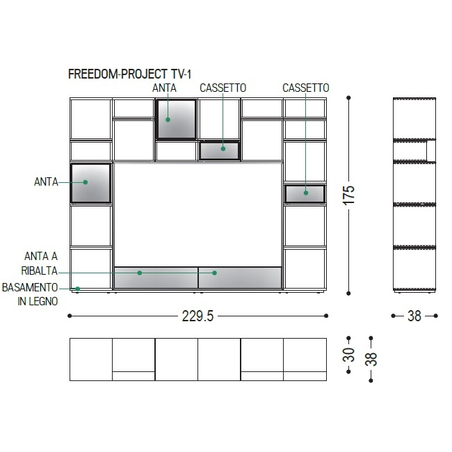 FREEDOM-PROJECT TV-1_ 229.5 x 30/38 x H 175 cm