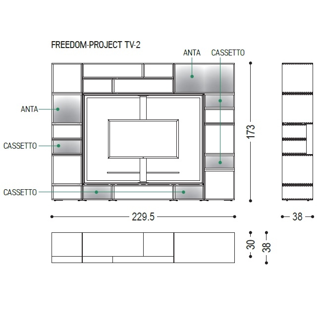 FREEDOM-PROJECT TV-2_ 229.5 x 30/38 x H 173 cm
