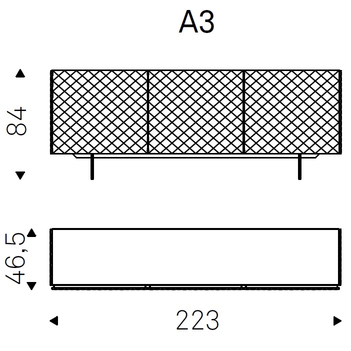 Vivaldi_A3_ 223 x 46,5 x H 84 cm