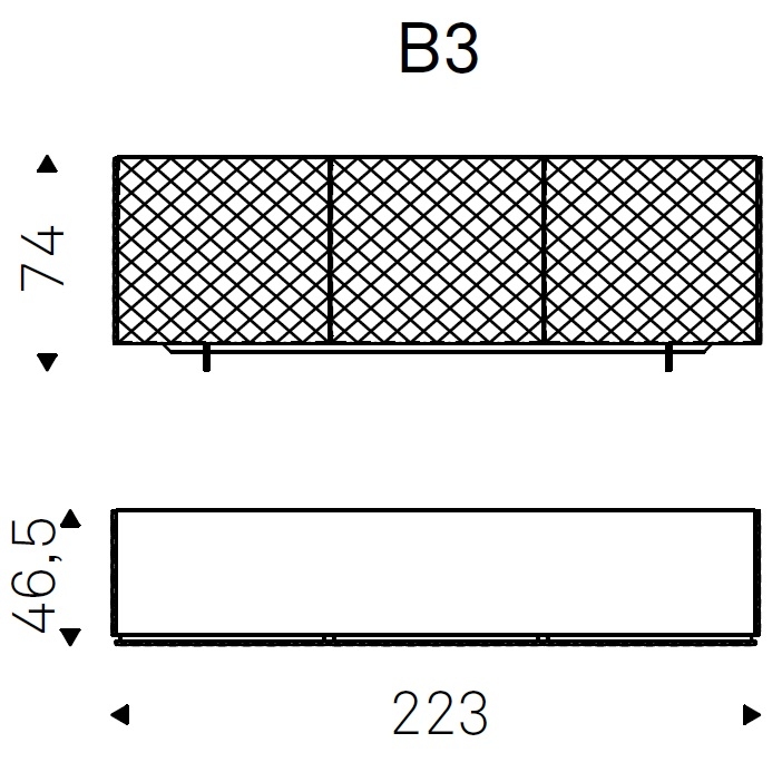 Vivaldi_B3_ 223 x 46,5 x H 74 cm
