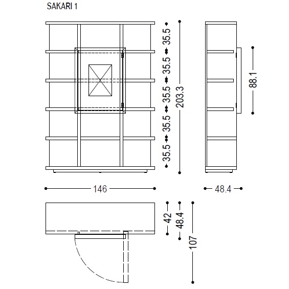 Sakari 1_ 146 x 42 / 48.4 x H 203.3 cm