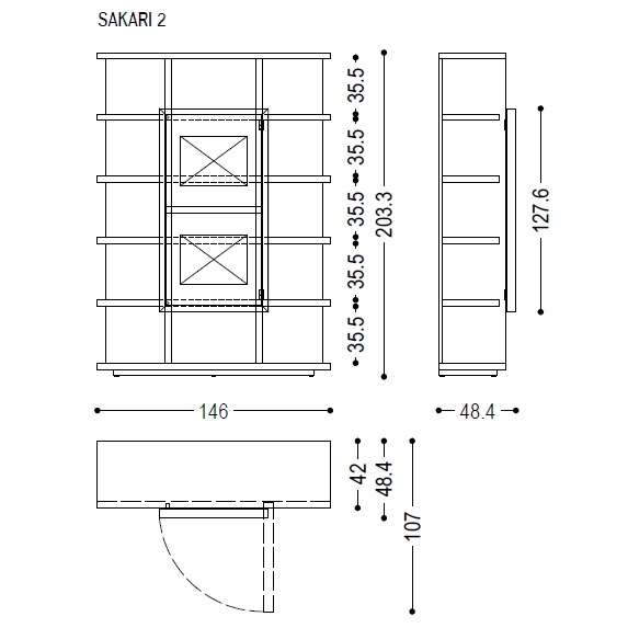 Sakari 2_ 146 x 42 / 48.4 x H 203.3 cm