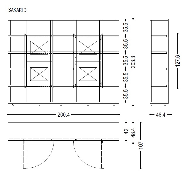 Sakari 3_ 260.4 x 42 / 48.4 x H 203.3 cm
