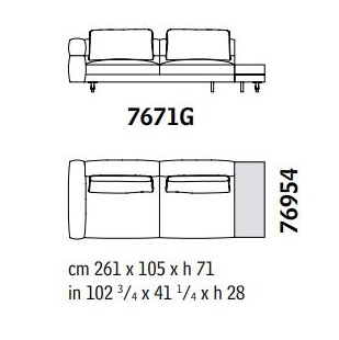 SOHO 7671G_ 261 x 105 x H 71 cm