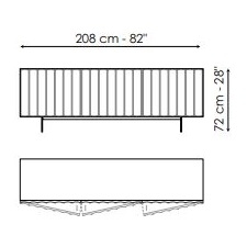 Dorian 208_ 208 x 50 x H 72 cm (With feet)
