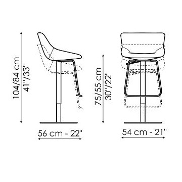 Artika Too (Drehfuß) _ 54 x 56 x H 84/104 cm