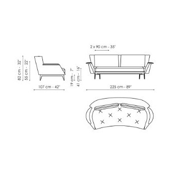 Lovy Hi_ 225 x 107 x H 82 cm (with 2 cushions)