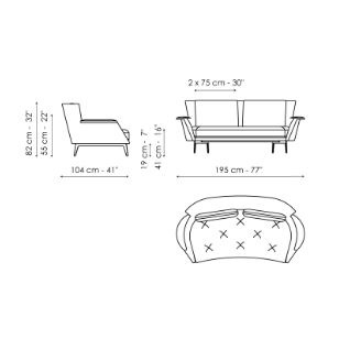 Lovy Hi_ 195 x 104 x H 82 cm