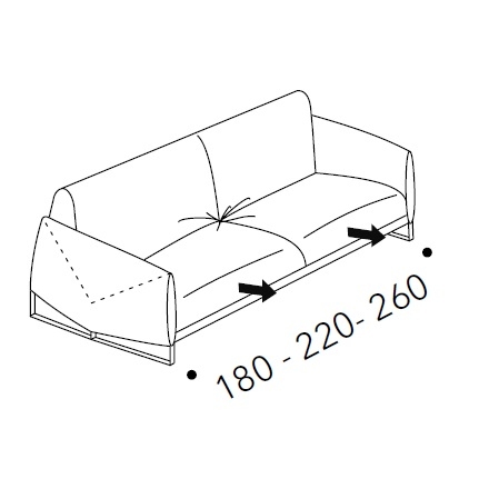 Asolo_ 180-220-260 x 95 x H 75 cm