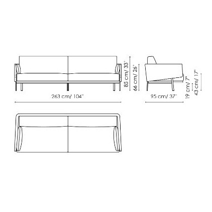 Structure Sofa_ 2 sedute (263 x 95 x  H 85 cm)