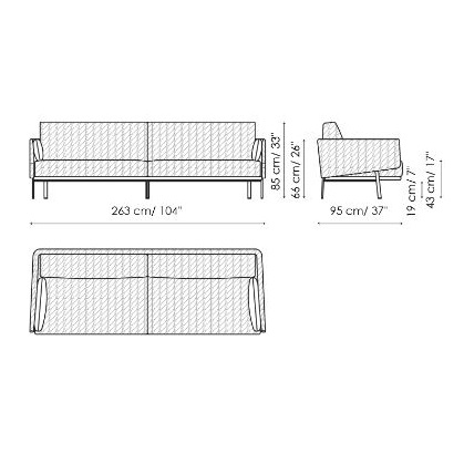 Structure Sofa Ego_ 2 seaters (263 x 95 x  H 85 cm)