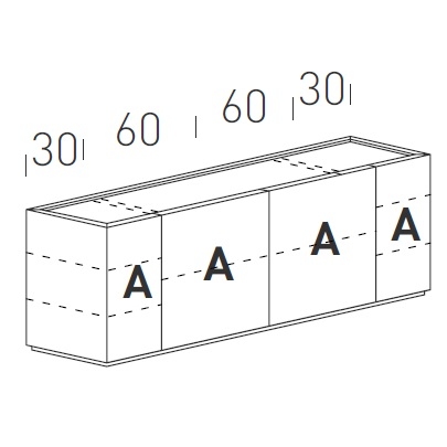 Cornice_ 180 (270 - 290) x H 70 cm