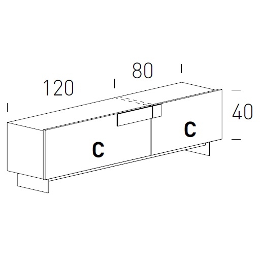 Ginevra_ 203 x H 43/55 cm (Cajones)