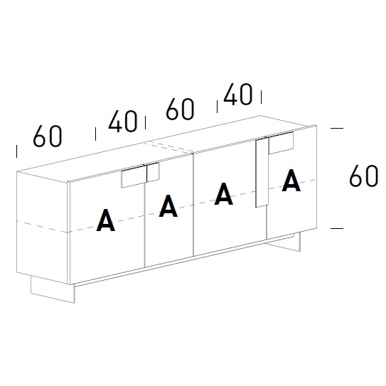 Ginevra_ 203 x H 43/55 cm (Puertas abatibles)