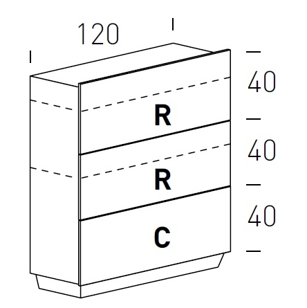 Tosca_ 126 x H 132 cm (2 portes battantes, 1 tiroir)