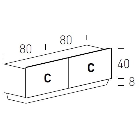 Tosca_ 166 x H 52 cm (Tiroirs)