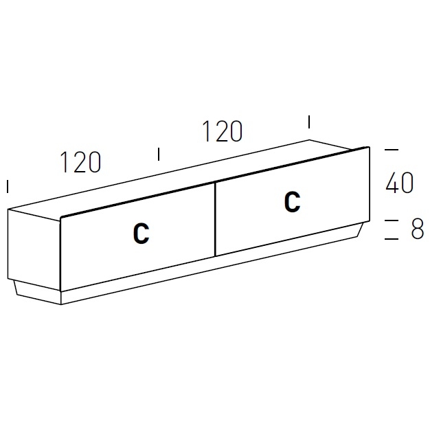 Tosca_ 246 x H 52 cm (Tiroirs)