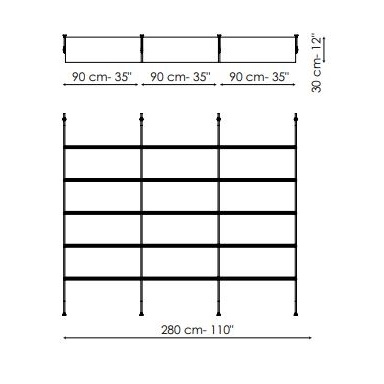 Roll - Composizione 3 (Fissaggio a parete)_ 280 x 33 x H 240 cm [RL3Q]