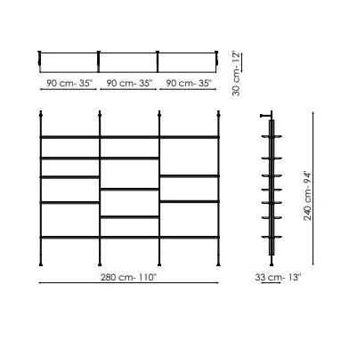 Roll - Composizione 5 (Fissaggio a parete)_ 280 x 33 x H 240 cm [RL5Q]