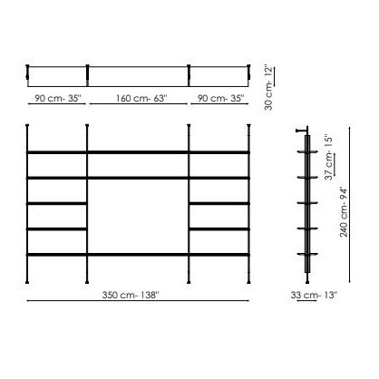Roll - Composizione 4 (Fissaggio a parete)_ 350 x 33 x H 240 cm [RL4Q]