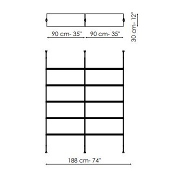 Roll - Composizione 2 (Fissaggio a soffitto)_ 188 x 30 x H 295 (max)  [RL2R]