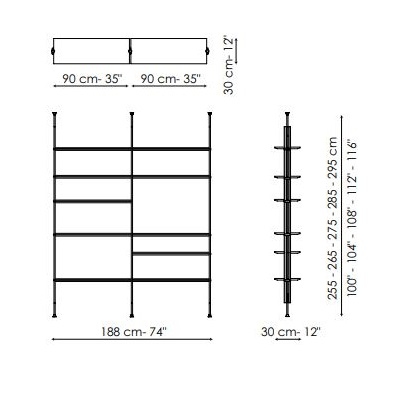 Roll - Composizione 4 (Fissaggio a soffitto)_ 188 x 30 x H 295 (max)  [RL4R]