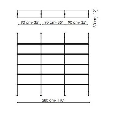 Roll - Composizione 3 (Fissaggio a soffitto)_ 280 x 30 x H 295 (max) [RL3R]
