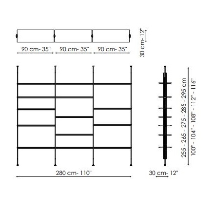 Roll - Composizione 5 (Fissaggio a soffitto)_ 280 x 30 x H 295 (max) [RL5R]
