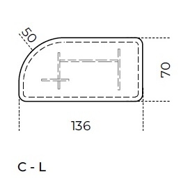 Selce C - L_ 136 x 70 x H 30,8 cm
