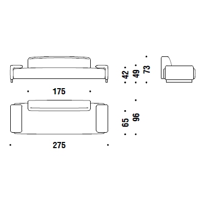 CM2_ 275 x 96 x H 73-49-42 cm