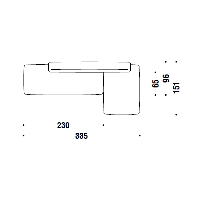 DB3_ 335 x 151 x H 73-42 cm