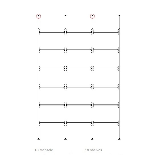 Libelle B_ Avec 4 montants & 18 étagères
