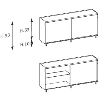 Flyer_ 200.4 x 46 x H 93 cm