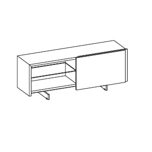 Show Buffet_164,2 x 46 x H 62,6_ 2 portes coplanaires 2 compartiments intérieurs 1 étagère en verre