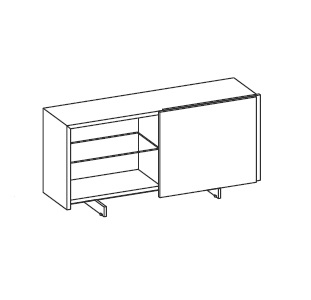 Show Buffet_ 164,2 x 46 x H 80,6_ 2 portes coplanaires 2 compartiments intérieurs 2 étagères en verre