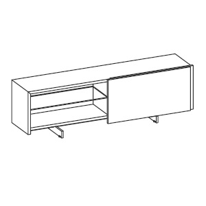 Show buffet_ 204,2 x 46 x H 62,6_ 2 portes coplanaires 2 compartiments intérieurs 1 étagère en verre