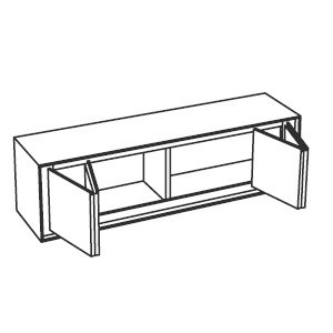 Buffet Privacy_ 180 x 55 x H 50 cm 4 portes pliantes coulissantes, 2 compartiments intérieurs