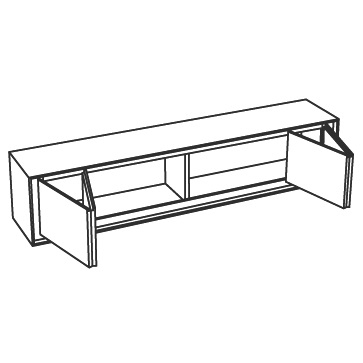 Buffet Privacy_ 240 x 45 x H 50 cm 4 portes pliantes coulissantes, 2 compartiments intérieurs