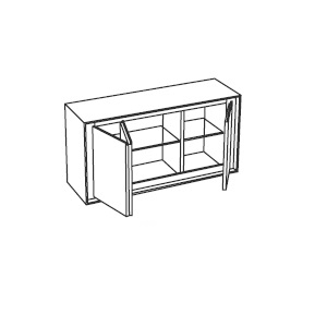 Buffet Privacy_ 139 x 45 x H 70,3 cm 2 portes pliantes coulissantes, 1 porte battante, 2 compartiments intérieurs, 2 étagères