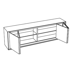 Buffet Privacy_ 240 x 55 x H 70,3 cm 4 portes pliantes coulissantes, 2 compartiments intérieurs, 2 étagères